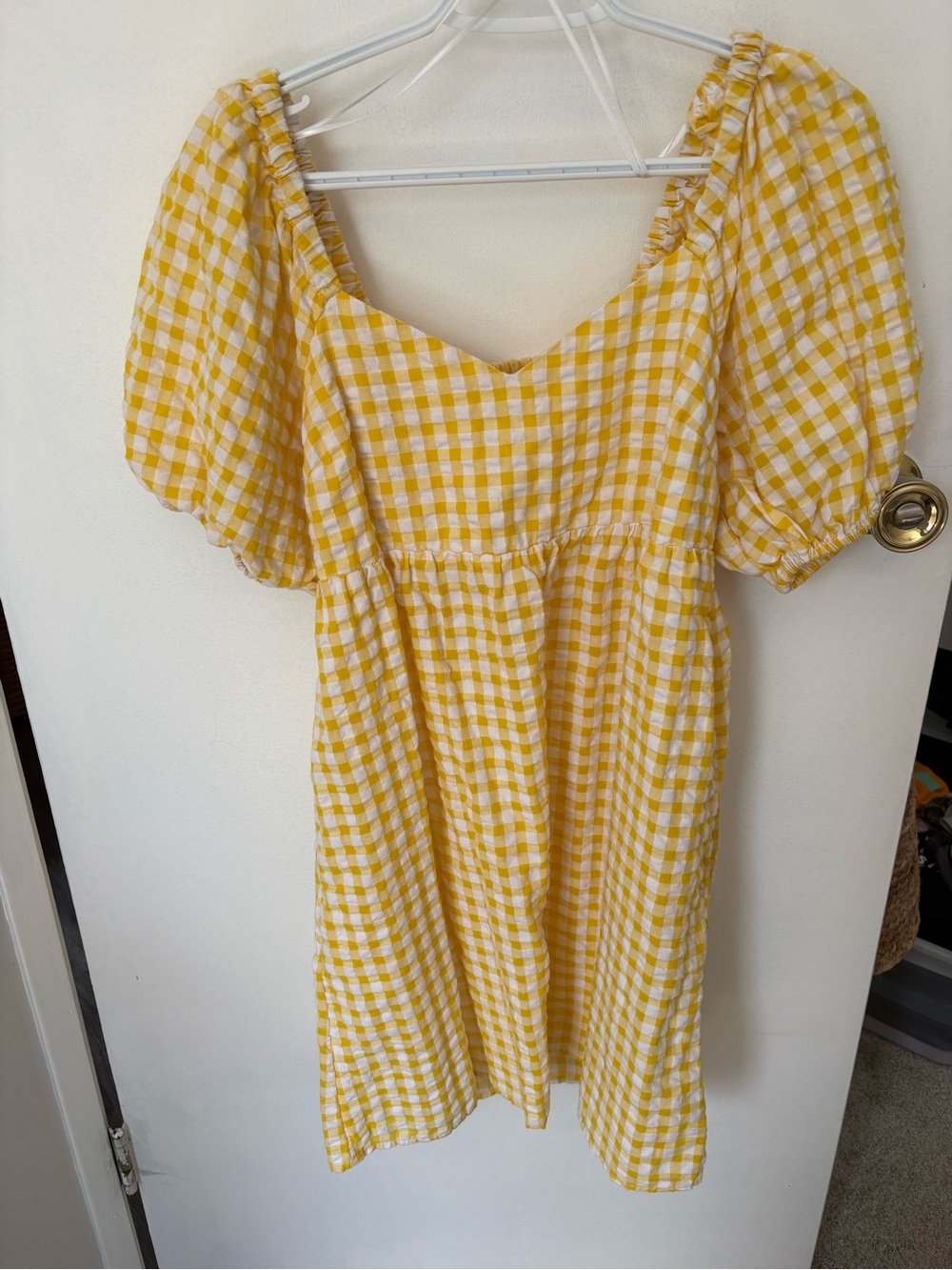 Old Navy Yellow and White Gingham Mini Dress